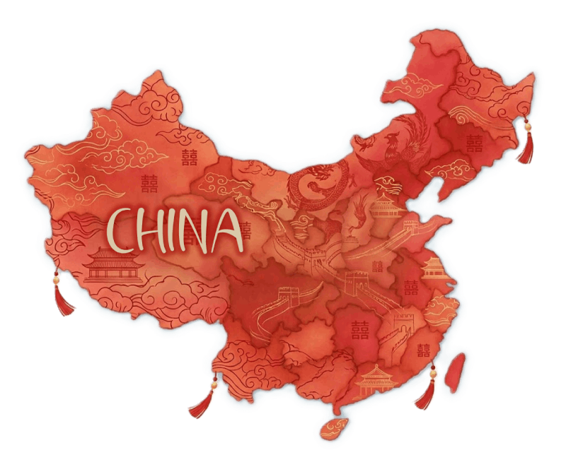 Mapa con detalles de cultura China